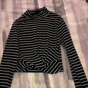 CROPPED LONG SLEEVE STRIPED TOP SHOP SHIRT